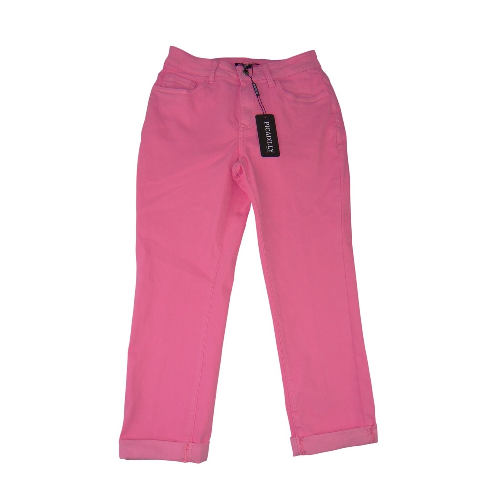 Picadilly Canada Womens Pink High Rise Straight Leg Cuffed Denim Jeans Size 4